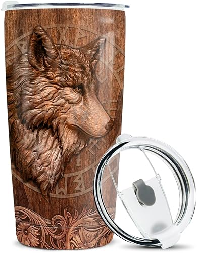 winorax Vaso de lobo con aislamiento de acero inoxidable de 20 onzas, regalos de lobo para mujeres y hombres, taza de viaje para café, regalos wolf 1