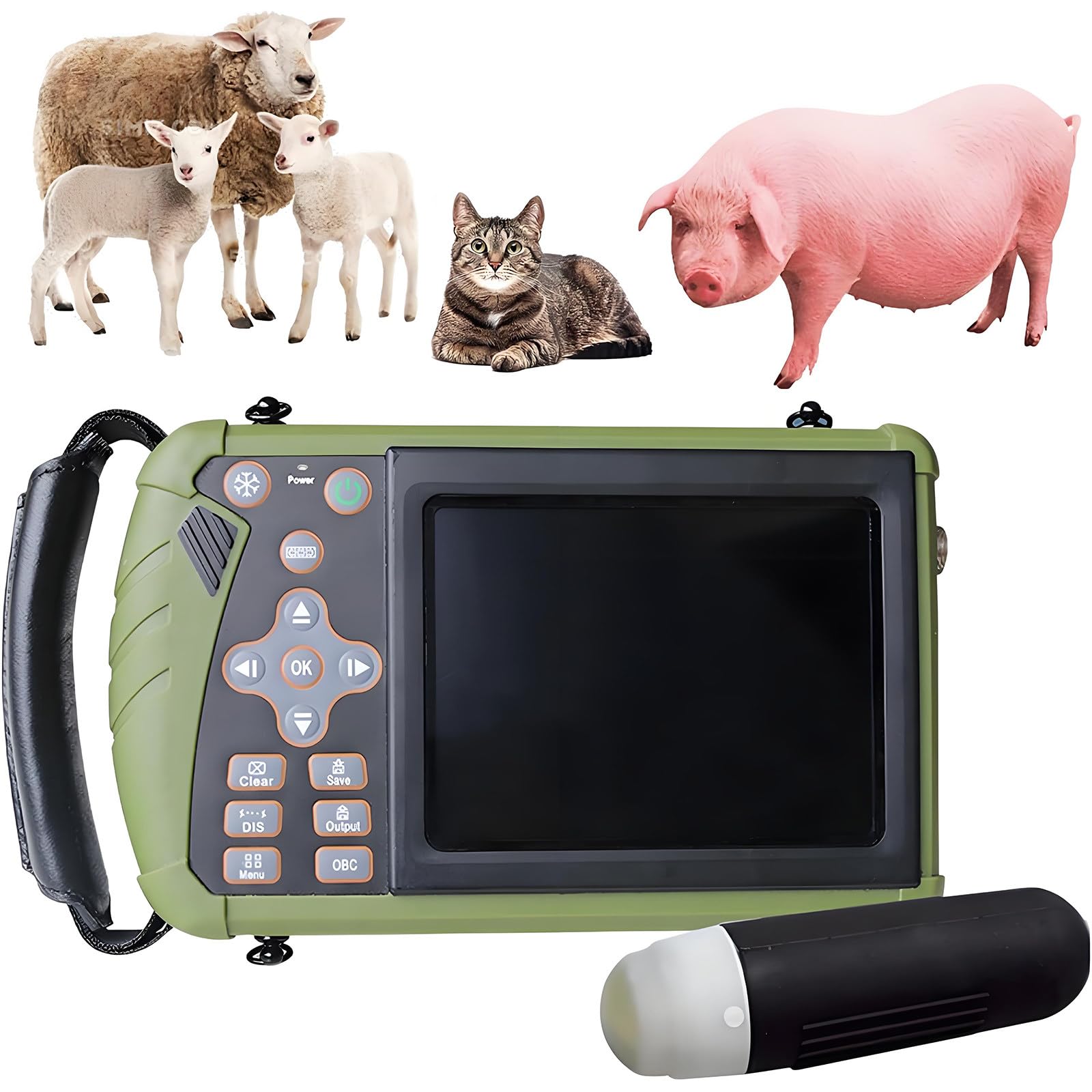 Ecografo Portatile B-Ultra per Animali, Diagnostica Veterinaria per Gravidanza Con Sonda Convessa Da 3,5 Mhz per Pecore, Cani, Gatti E Maiali, Stima Del Numero Di Feti E Battito Cardiaco Fetale