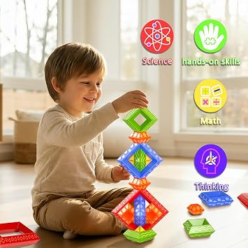 Doloowee Montessori Toys for Toddlers 1-3 3-5 - 30Pcs 3D Pyramid Stacking Blocks for Kids - STEM Educational Sensory Toys for 2 3 4 Year Old Boys Girls - Preschool Learning Birthday Gifts