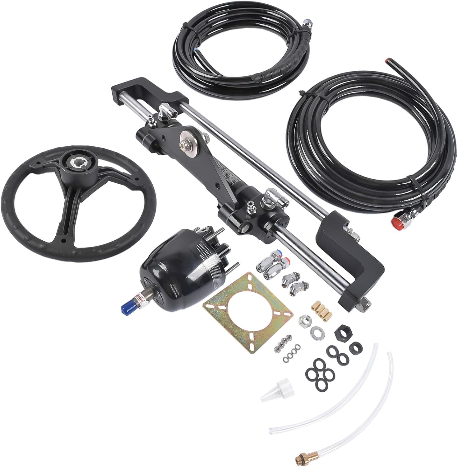 Hydraulic Outboard Boat Steering Kit HK6400A-3 HO5118-300HP Helm Pump | 18FT Hoses | 6.9 Mpa/1000psi, Hydraulic Steering Kit Weonefit