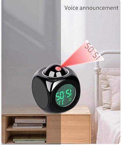 Miniatura 2 de LCD digital de múltiples funciones, reloj de proyección Reloj Techo Proyección de pared de voz hablando de la temperatura Pantalla Led despertador