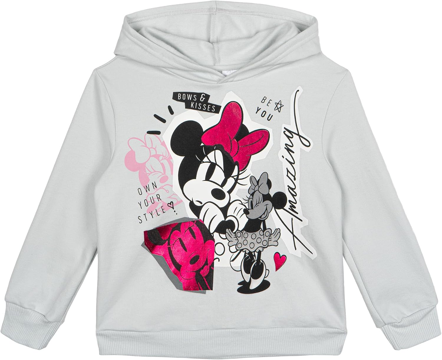 Disney Minnie Mouse Fleece Pullover Crossover Hoodie and Leggings Outfit Set Infant to Big Kid Sizes (12 Months - 14-16)