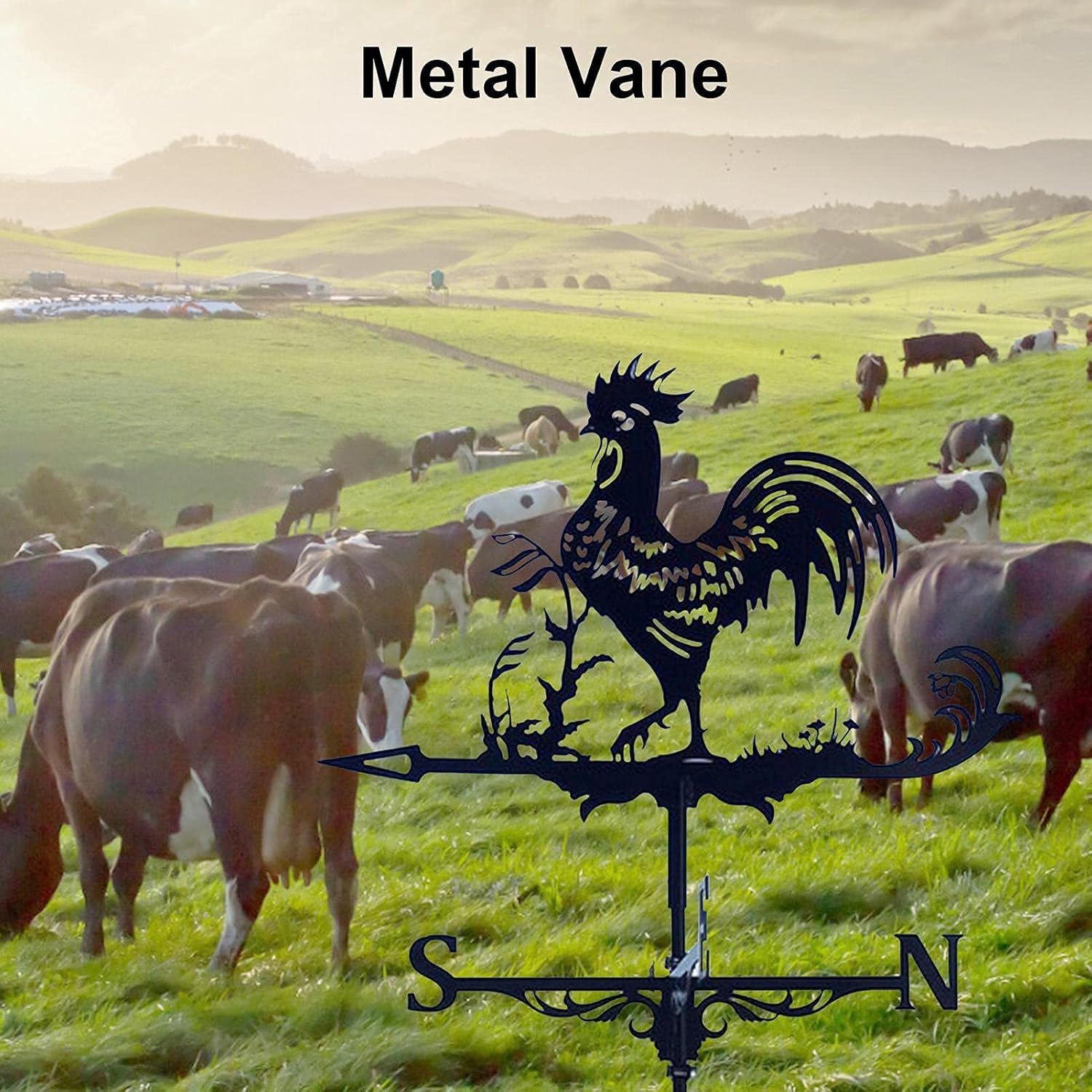 チキンデコレーションウェザーベーン - ガーデンルーフウェザーベーン、ヤードメタル風向計、屋外ルーフガーデンマウントヤード用ルーフマ