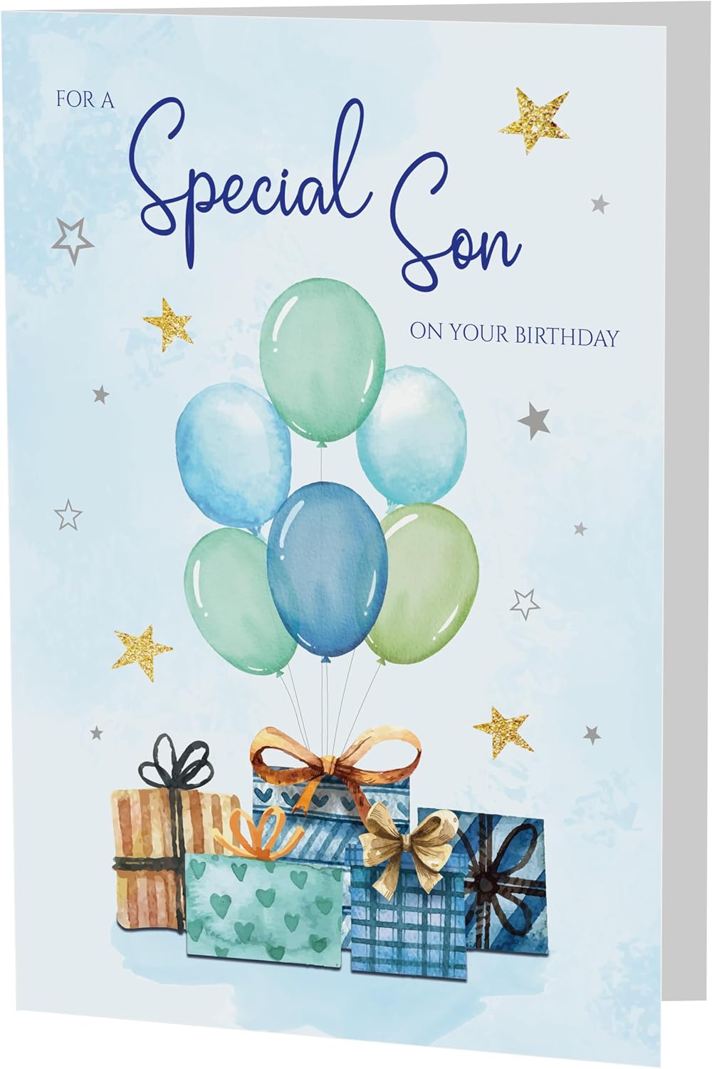 Amazon.com : Tukora Birthday Card for Son – Blue Balloon & Gift Design ...