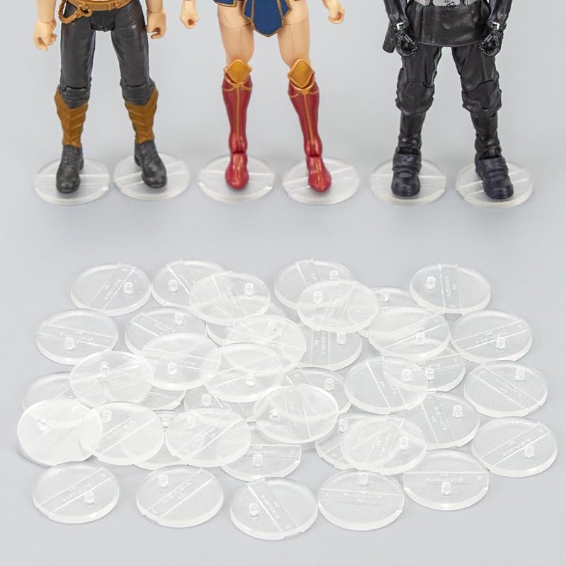 32 Pieces 6 inch Action Figure Stand,Support Display Stands With Peg,Compatible with 1/12 Scale Marvel Legends /DC/ GI Joe/ MOTU Figure Toy (32PCS-Clear-Round)