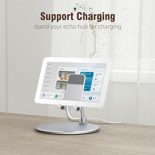 Miniatura 6 de Soporte giratorio e inclinable para Echo Hub, con base giratoria de 360°, soporte de escritorio para Alexa Hub, multiángulo, soporte de montaje