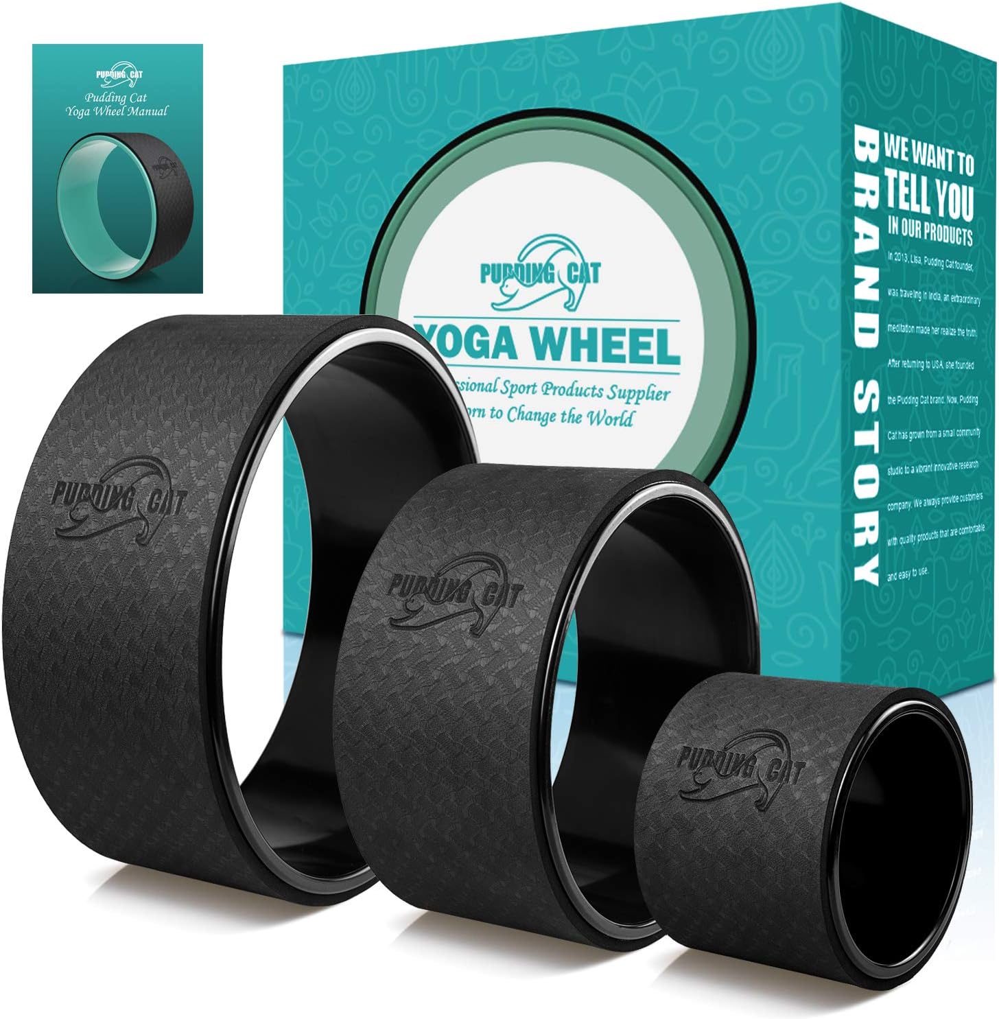 Pudding Cat 3 Pack Yoga Wheels, Back Wheel Set Including