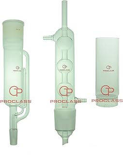 Proglass Glass Soxhlet Extraction Apparatus Set 55/50 with Soxhlet Extraction Tube, Allihn Condenser and Extraction Thimble (Pack of 3)