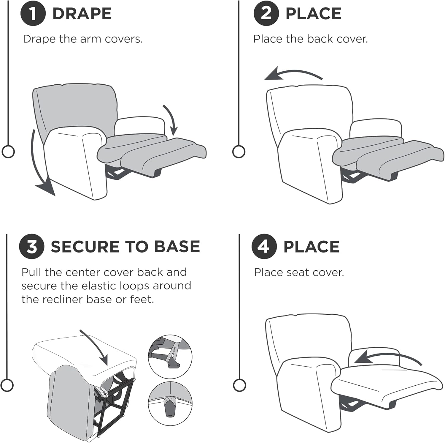 Maytex 4300319 MAYTEX Pixel Ultra Soft Stretch 4 Piece Recliner Arm Chair Furniture Cover Slipcover with Side Pocket, Dusty Olive Green