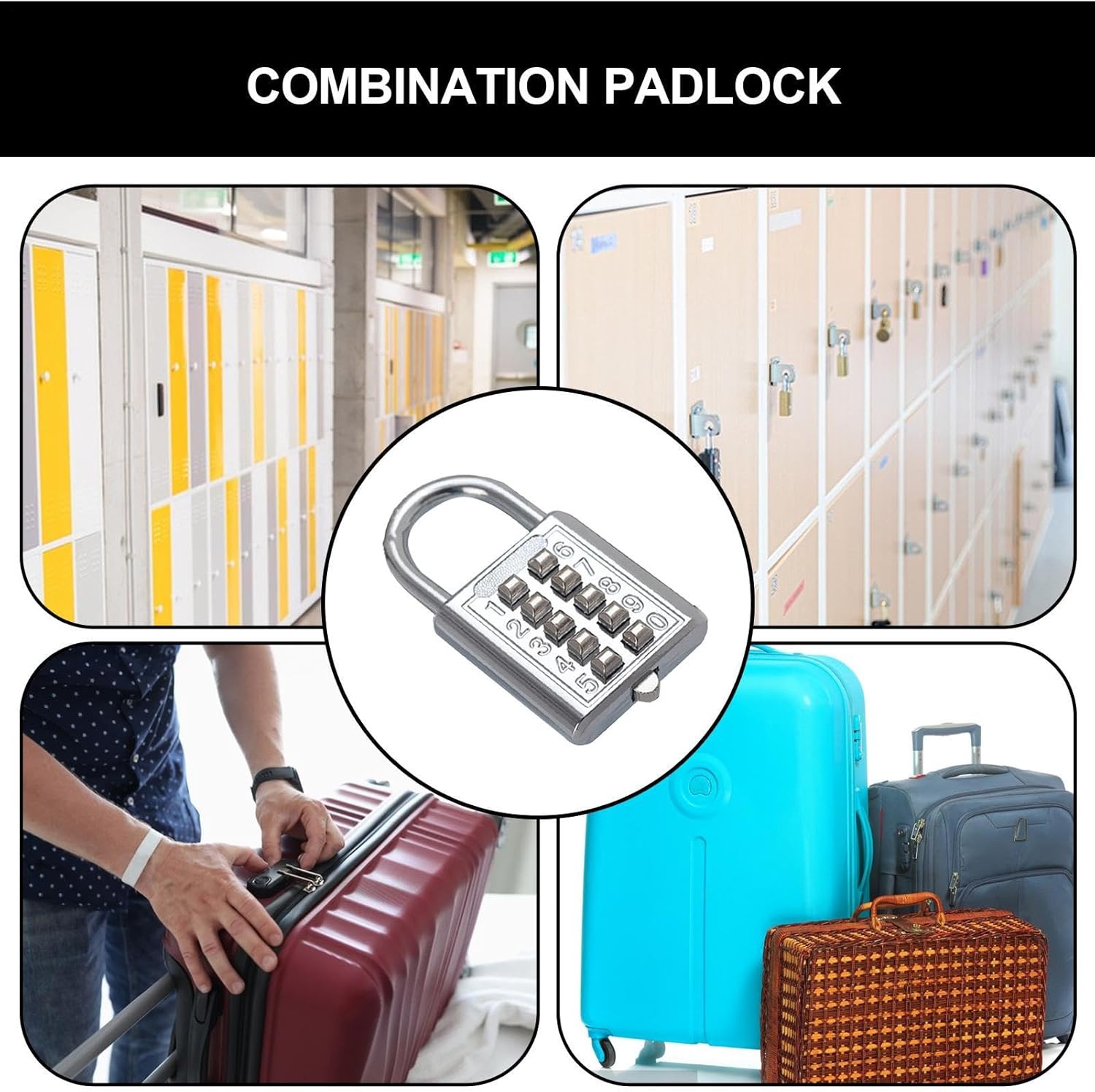 School Locker Lock - 8/10 Digits Small Locker Lock - Combination Security Padlock,Outdoor Digital Code Padlock