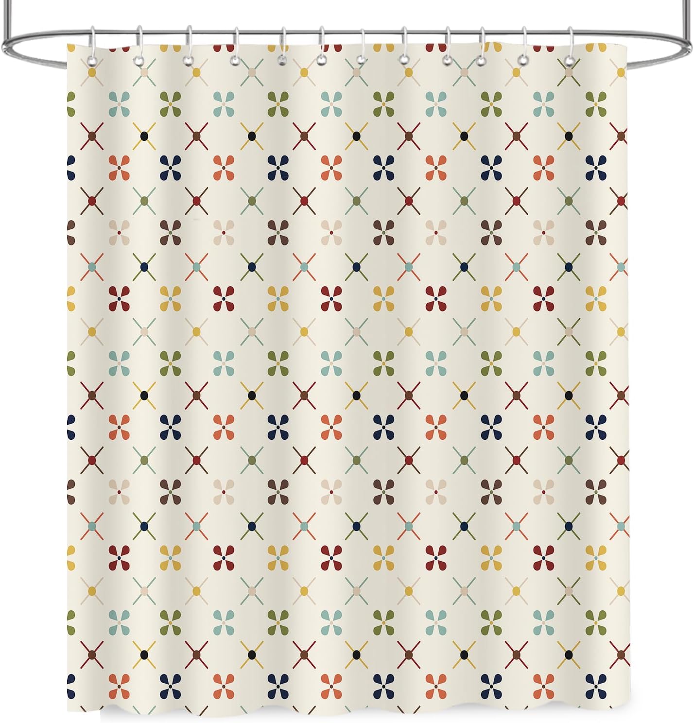 APROPHIC Mid Century Shower Curtains for Bathroom, Vintage Geometric Bathroom Decor, Washable Kitchen Retro Decorations Waterproof Polyester Fabric Shower Curtain Set with Hooks, 72x72 Inch image 3