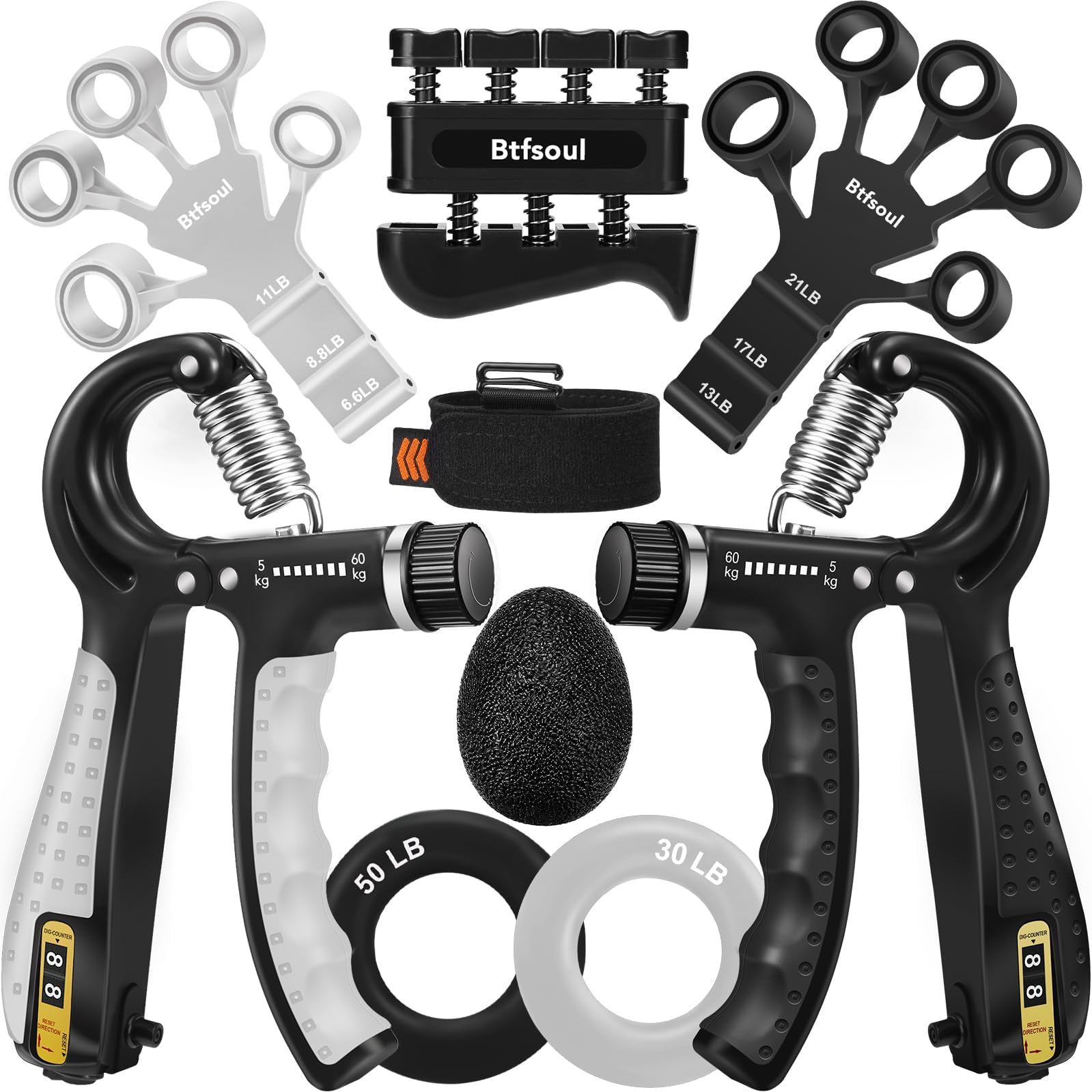 - Grip Strength Trainer Kit with Hand Gripper Strengthener, Finger Exerciser, Forearm Workout Ring, Double-Sided Finger Stretcher(Gripster) and Stress Relief Ball