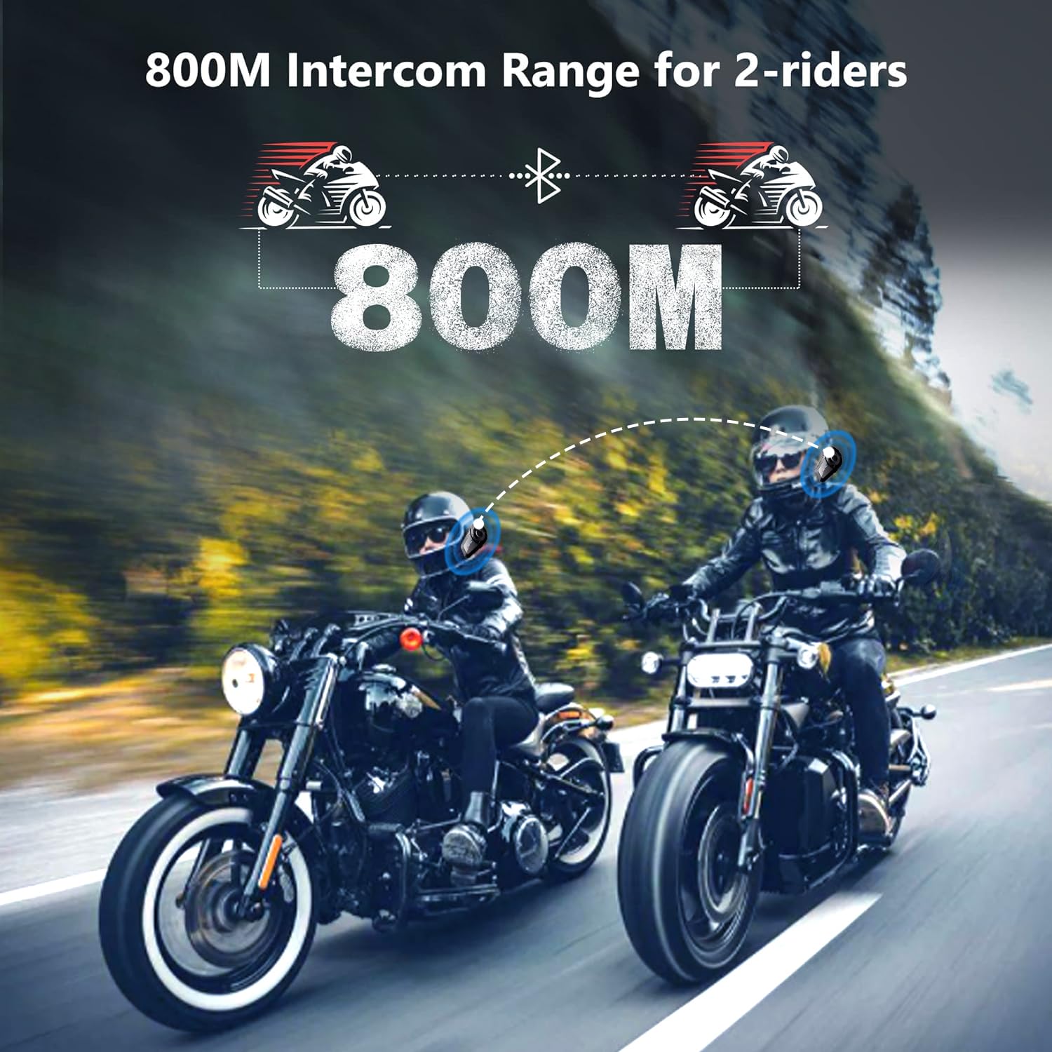 QSPORTPEAK MX1 Motorcycle Helmet Bluetooth Intercom Headset Communication Systems Kit, 800M 2 Riders, Noise Cancellation - Image 3