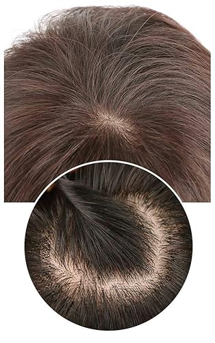 Miniatura 3 de Extensiones de cabello humano con clip y flequillo, extensiones de cabello para mujeres con cabello delgado, 5.9 x 6.3 pulgadas, color marrón oscuro