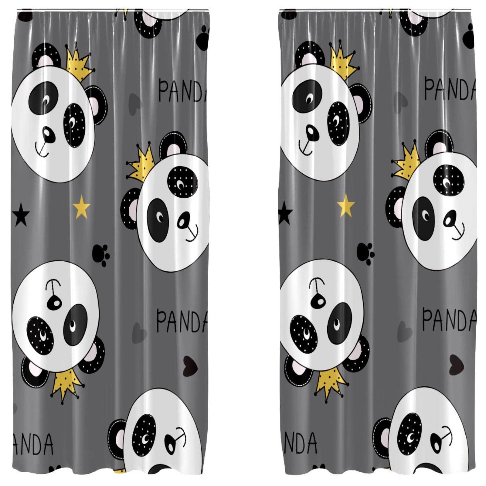 Rideaux panda gris 140x213 cm pour une chambre d'enfant douce