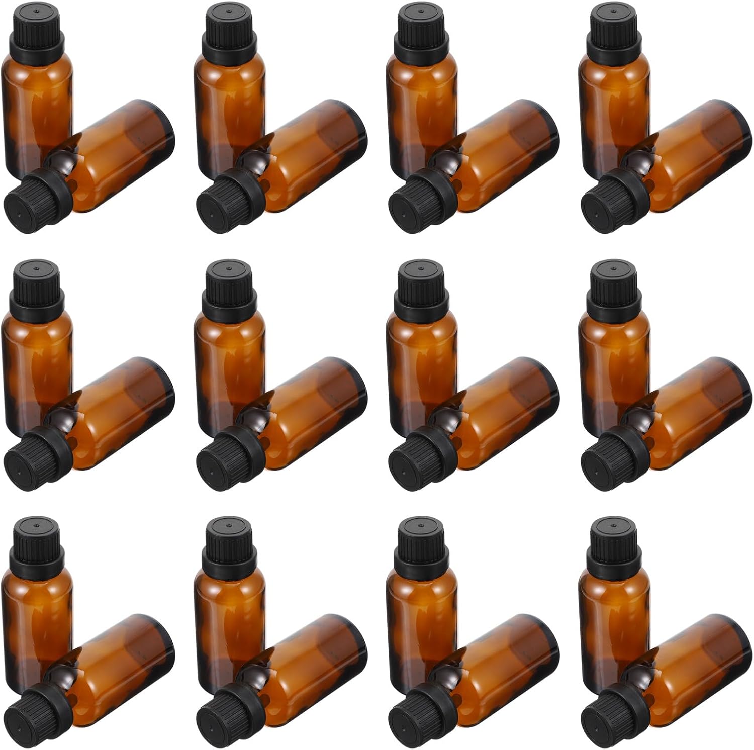 COLLBATH 12Ml Amber Glass Essential Oil Bottles with Large Cap and Dropper Insert, 12pcs Portable Vial Bottles for Travel, Aromatherapy, and DIY Oil Blends