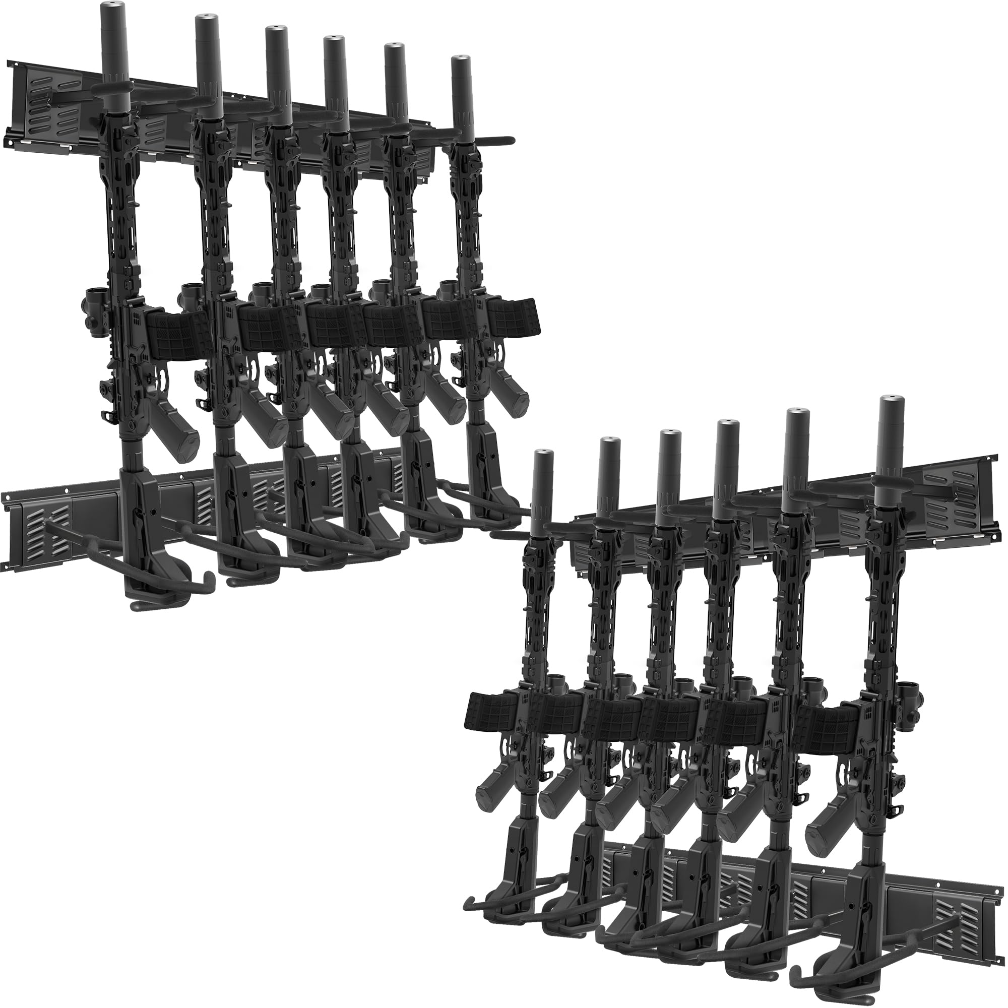 Gun Racks for Wall 12 Slots Adjustable Wall Mount Gun Rack, Heavy Duty Steel Gun Stand Shotgun Rifle Rack Gun Display Indoor Storage Rack, Holds up to 180 Lbs
