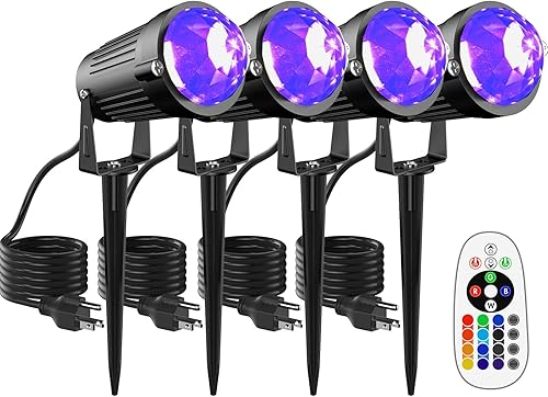 Proyector de luz LED de Navidad para Halloween, para exteriores, 12 W, cambio de color, iluminación de paisaje con cable, 120 V, IP65, impermeable,