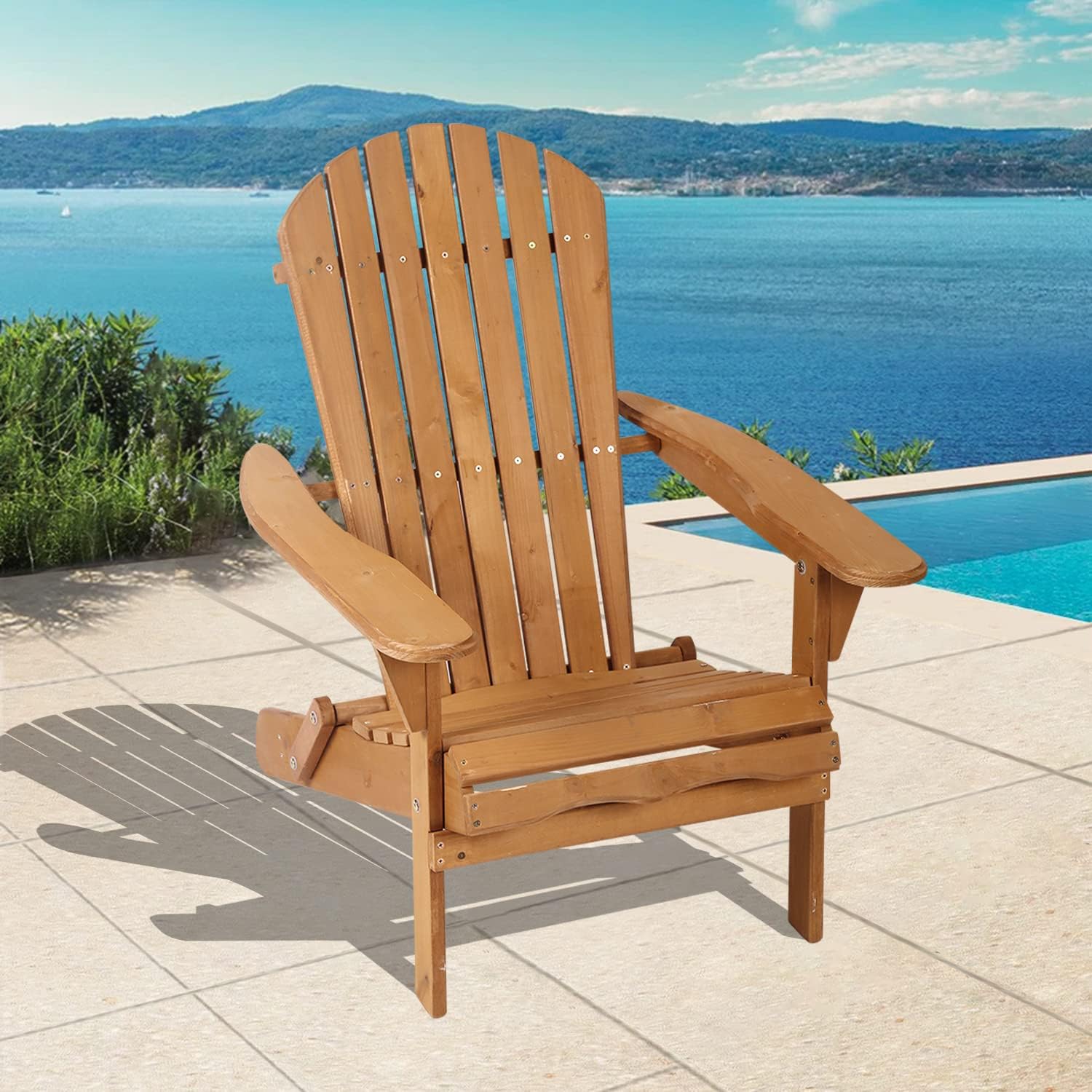 Silla Adirondack plegable de madera para fogatas, sillas de patio al aire libre, sillas Adirondack modernas para patio, jardín, césped, piscina,