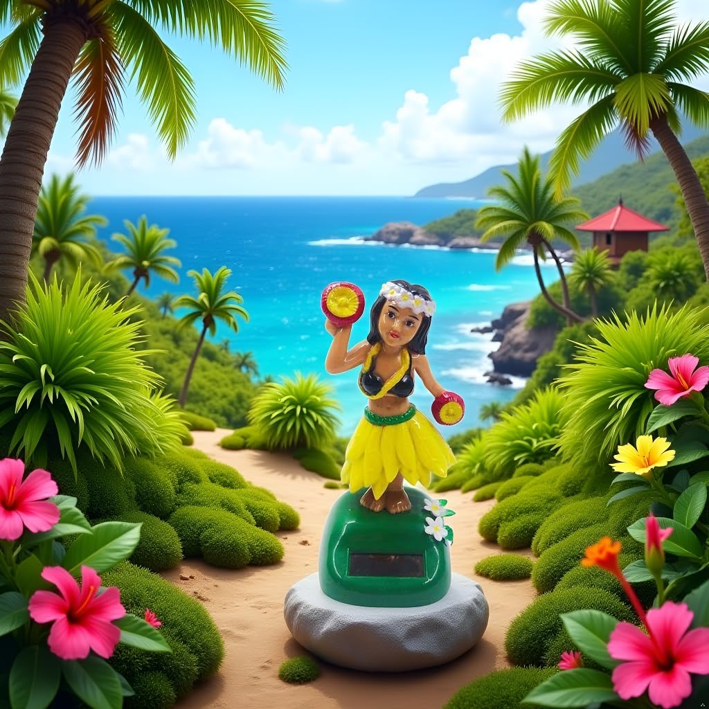 Solar Powered Hula Girl Dancing Figures Decoration, Swinging Hawaiian Girl Doll Car Dashboard Ornaments for Car Interior Home Party Decor Learning Portable