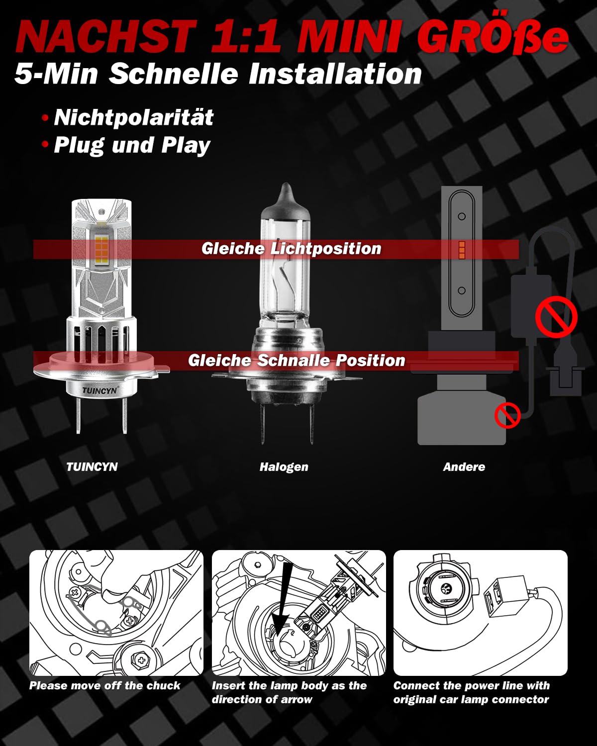 H7 Lamp Auto 600% Helligkeit, 6500K Weiß 12V Scheinwerferlampe, 2pcs