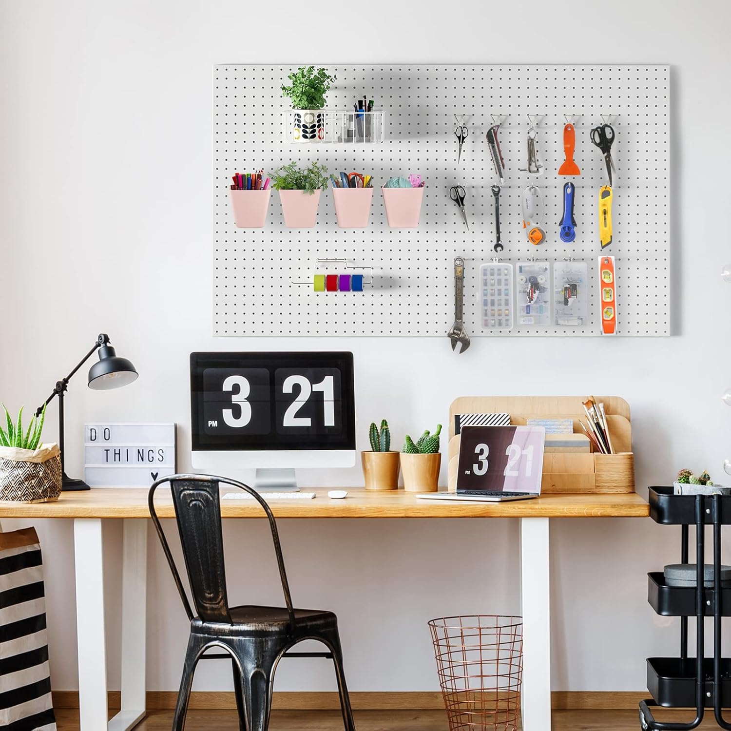 G.CORE Peg Board Organizer 21 Pack, Pegboard Accessories with Baskets Cups Hooks - 1/8" & 1/4" Peg Board Wall Tool Organizers, Utility Holders & Hangers for Garage Craft Workbench - Image 9