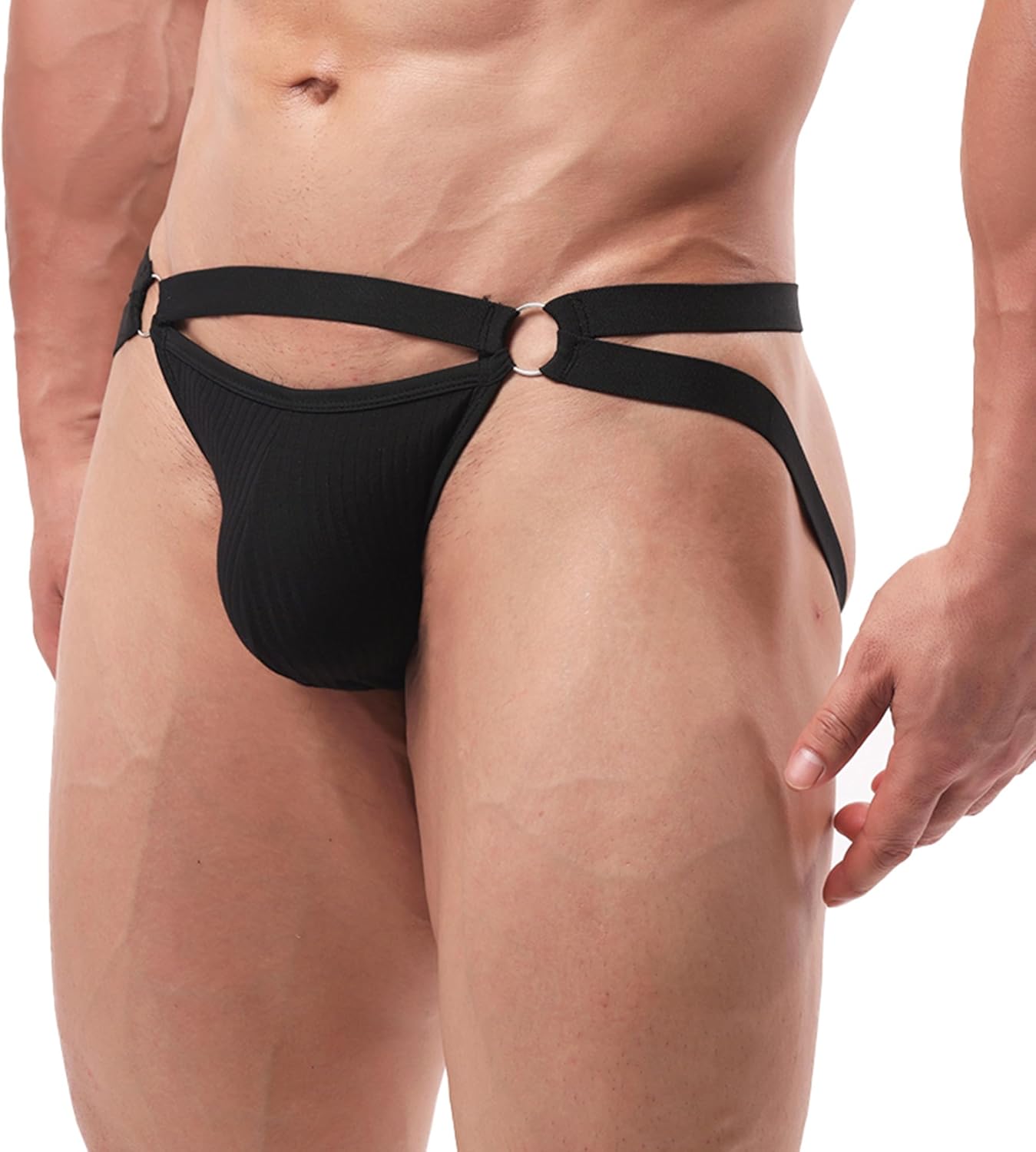 Men's Ribbed Briefs Underwear with Pouch Soft Breathable Sleep Lounge Lingerie for Men