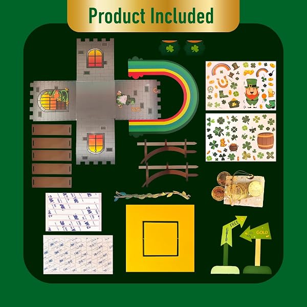 JJI St Patrick's Day Leprechaun Trap Kit St. Patricks Day Decorations Leprechaun Trap Crafts Kit for Kids St Patricks Day Party Supplies (CastleTrap) - 5