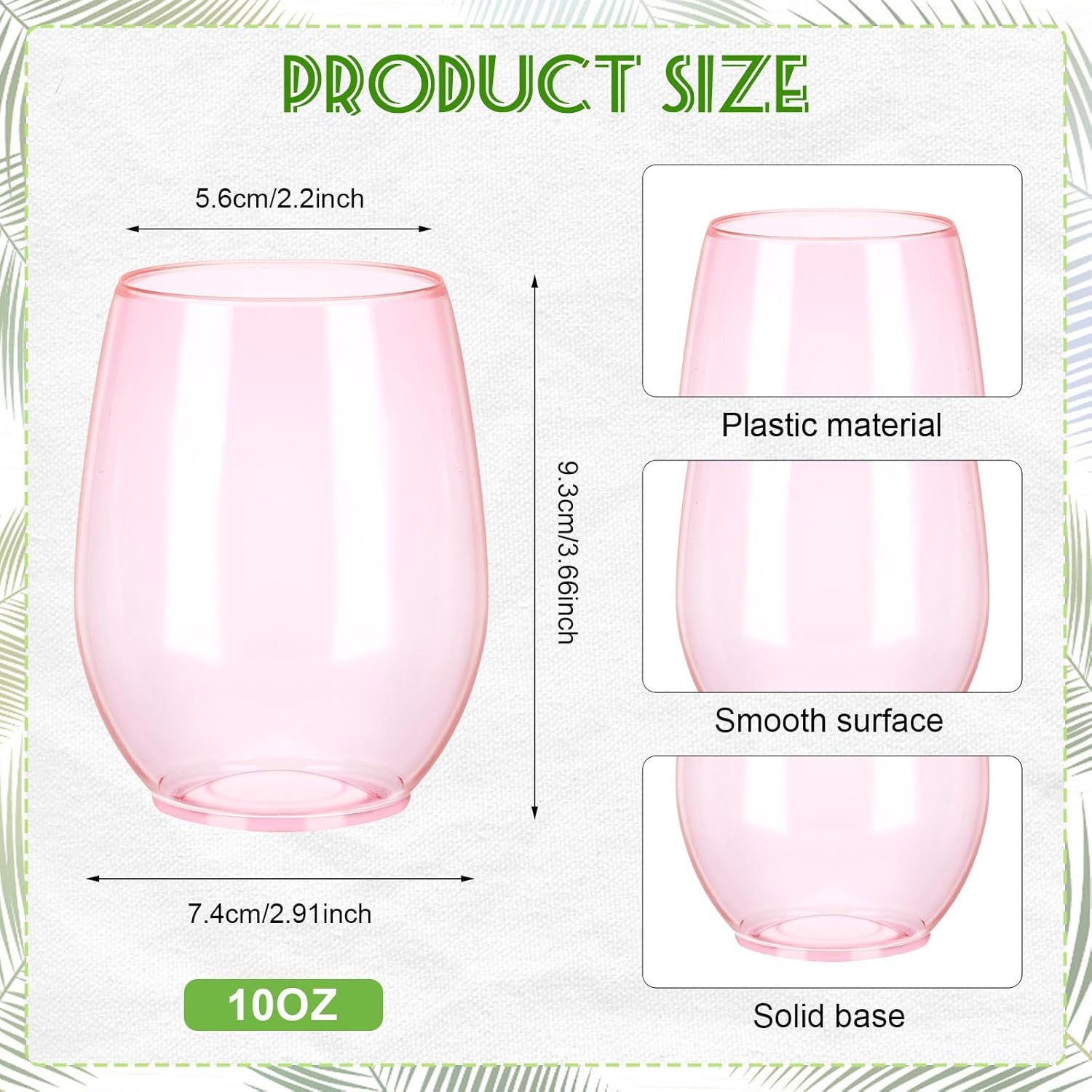 Layhit 32 Pcs Pink Stemless Wine Glasses Plastic Reusable Unbreakable Whiskey Champagne Drinking Glasses Cups for Valentine Wedding Anniversary Birthday Party (10 Oz) - Image 2
