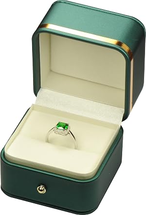 Ring Box for Wedding Proposal Engagement for Men Women Luxury Soft Touch Premium Green Color PU Leather Ring