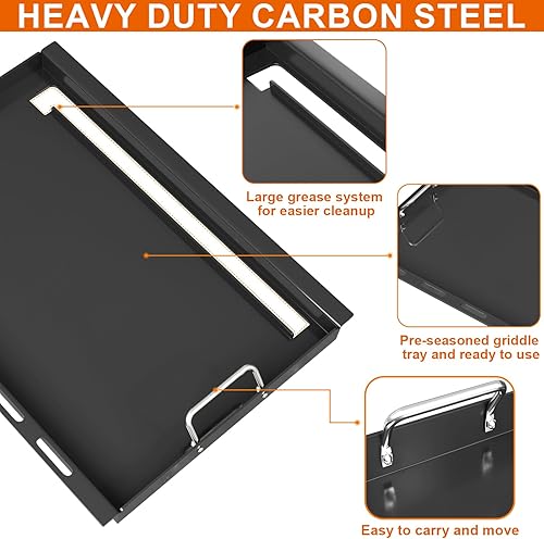 Miniatura 6 de 6789 Plancha de tamaño completo para parrillas de gas Weber GS4 Genesis II serie 400, inserto de parrilla superior plana con asas para parrilla de