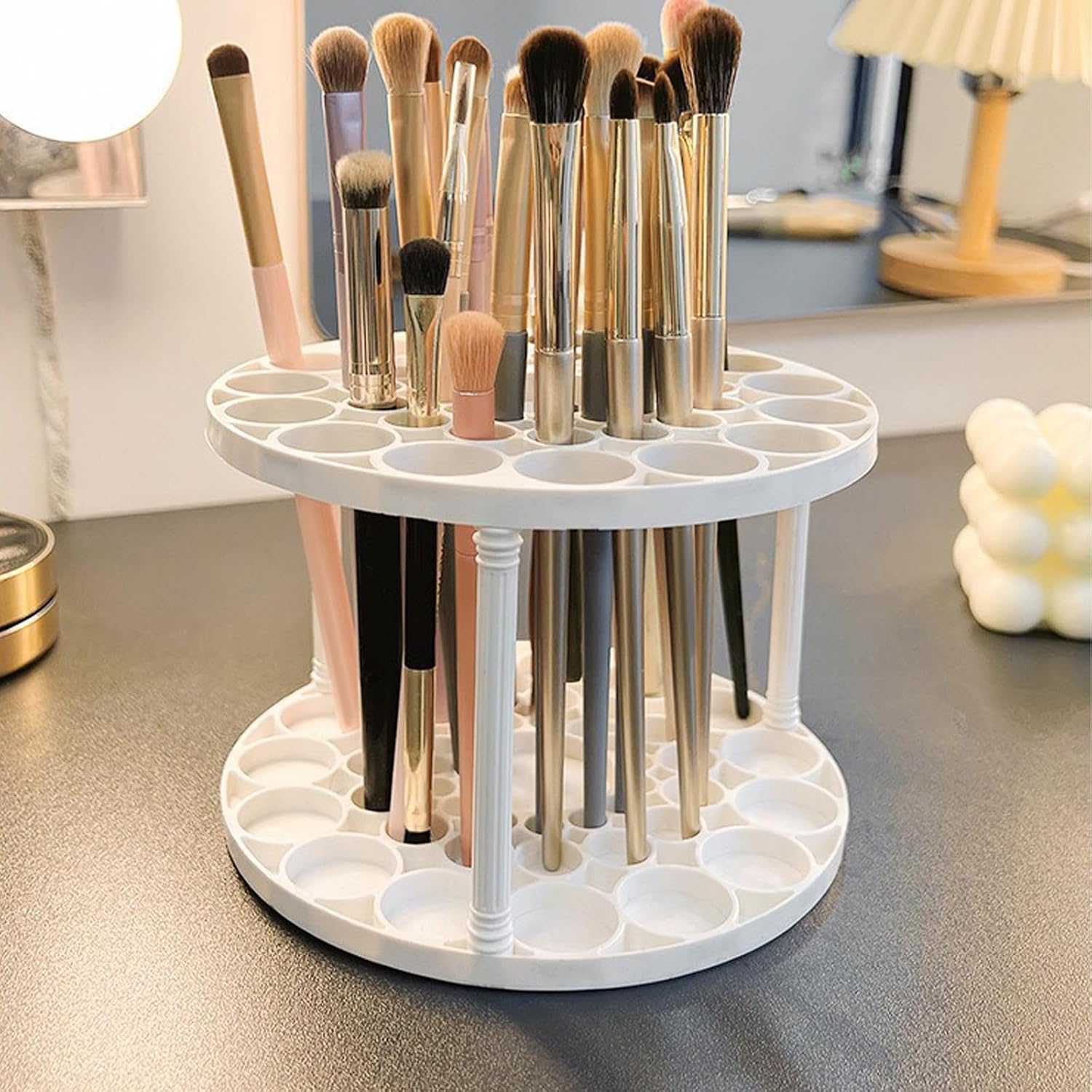 Makeup Brush Holder, 46 Slots, Make Up Brush Organizer for Vanity (1)