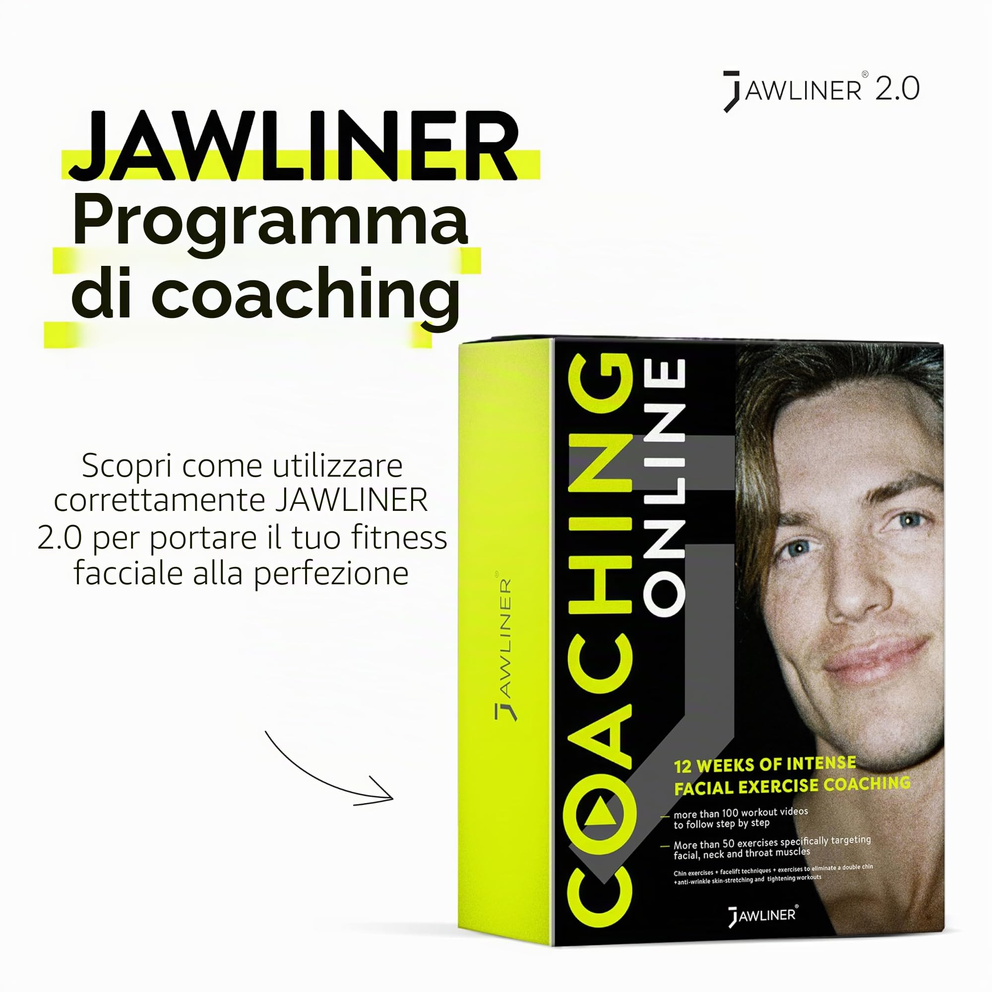 Jawliner® Set di esercizi per mascella, per uomini e donne, con 3 livelli di resistenza, riduttore per doppio mento, 100% silicone per uso alimentare, modellatore per viso e collo e rafforzatore della