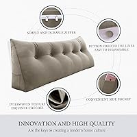 Vista 53 de Triangular Reading Pillow Wedge Headboard Back Support Pillow for Sitting up in Bed Daybed Bolster Backrest Couch Sofa Corner Cushion Medium Velvet