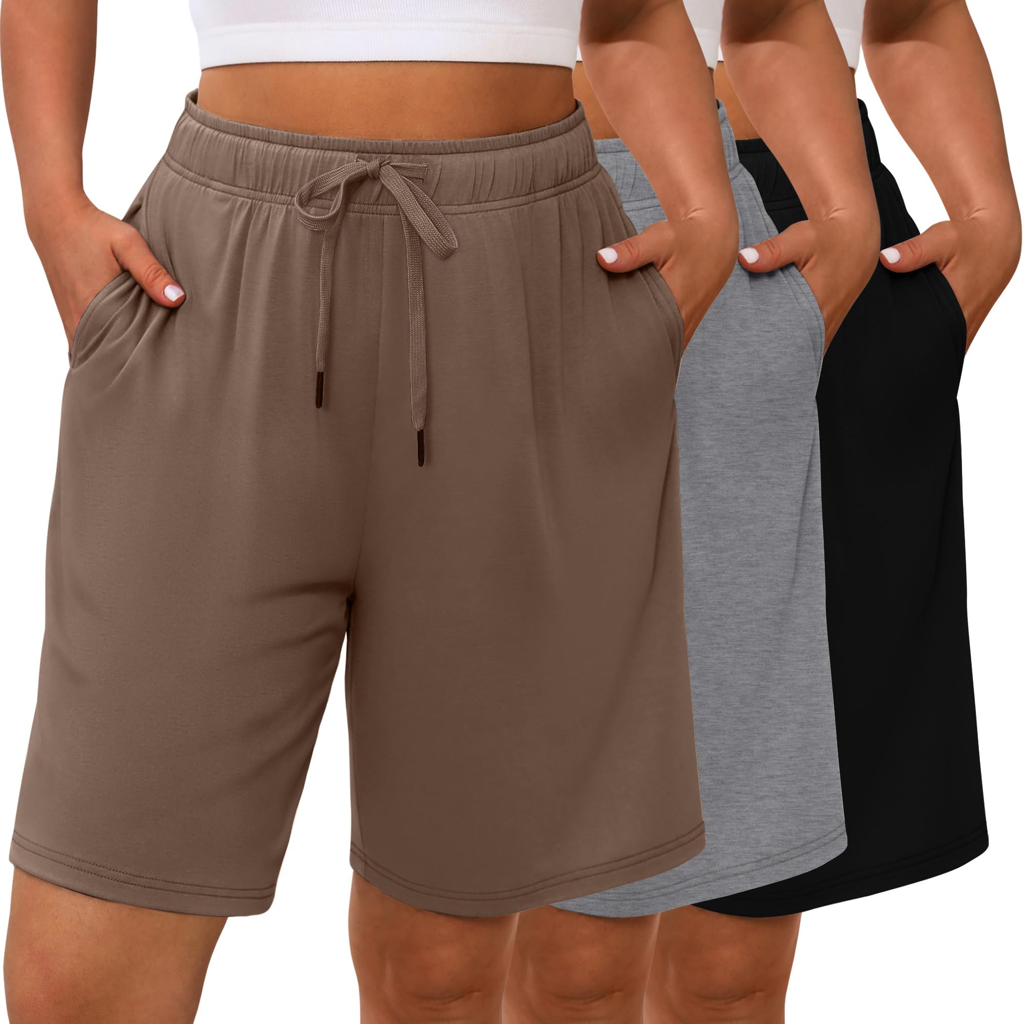 Evervibe 3 Pack Women's Plus Size Bermuda Shorts