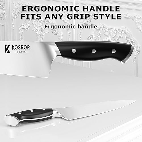 Miniatura 4 de Juego de cuchillos de cocina de 15 piezas con bloque y afilador, juego de bloques de cuchillos de acero inoxidable alemán, cuchillas afiladas, mango