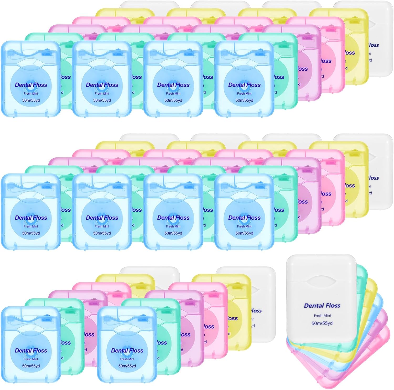Kifmurase 60Pcs Dental Floss, Bulk Mint Flavored Travel Dental Floss, 50m Each Oral Care for Teeth Protection (Colorful)