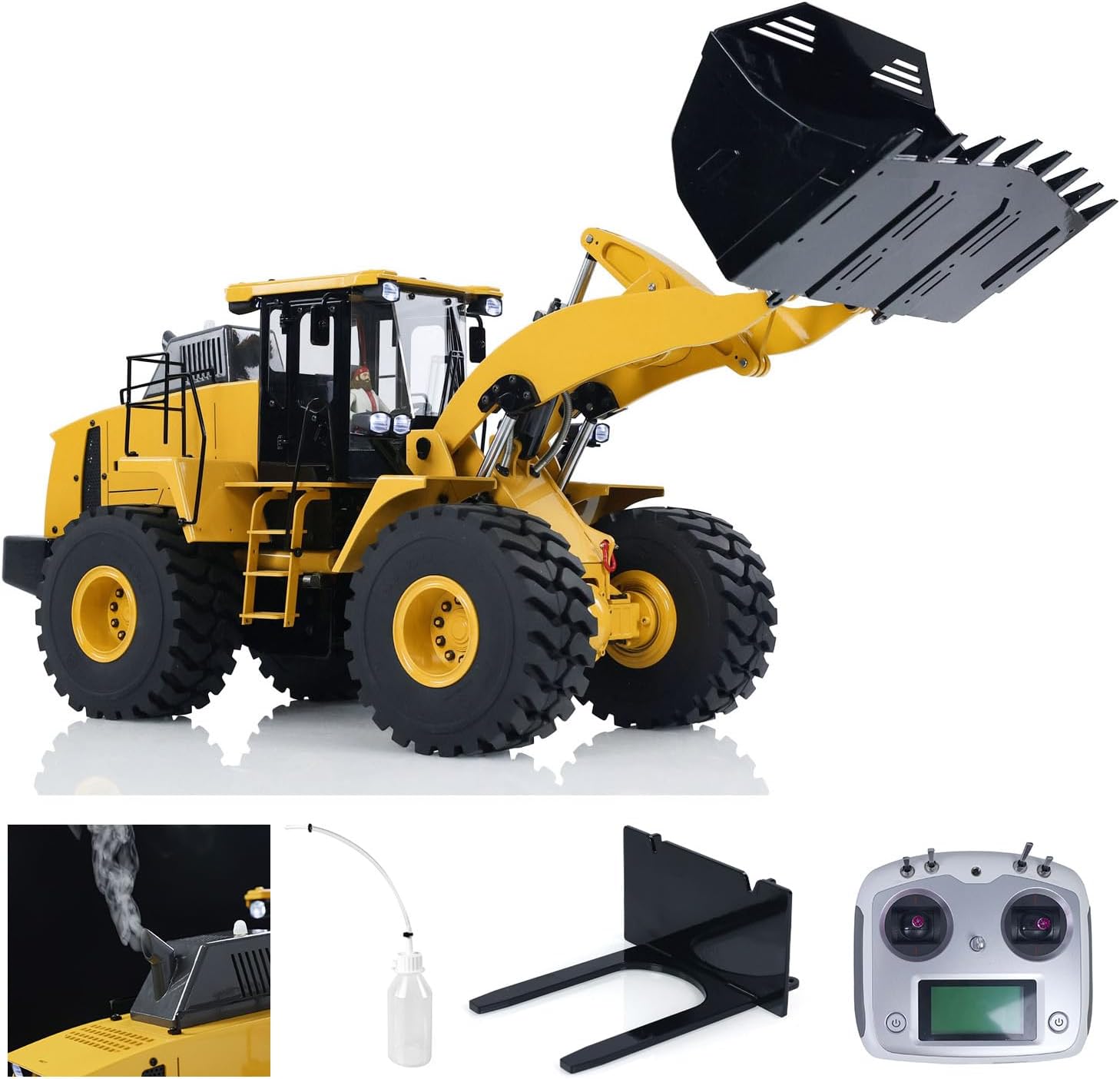 TOUCAN RC HOBBY 1/14 Hydraulic RC Loader Metal Radio Control Construction Vehicle Smoke Sounds for Ages 14+