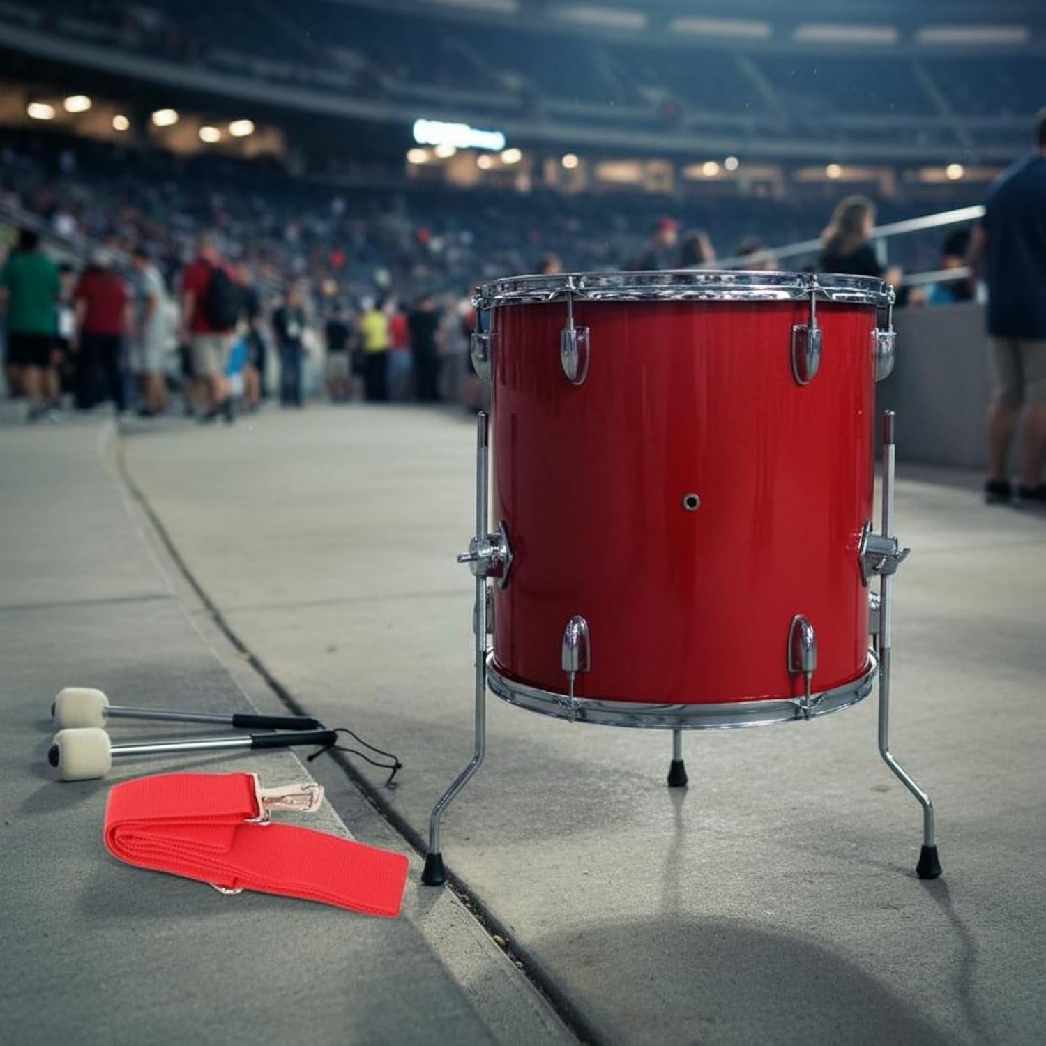 Includes Mallets and Strap Cheer Team Drum 16 Inch Floor Tom for Sports Fans, Cheerleaders, Competitions, Processions, Gold