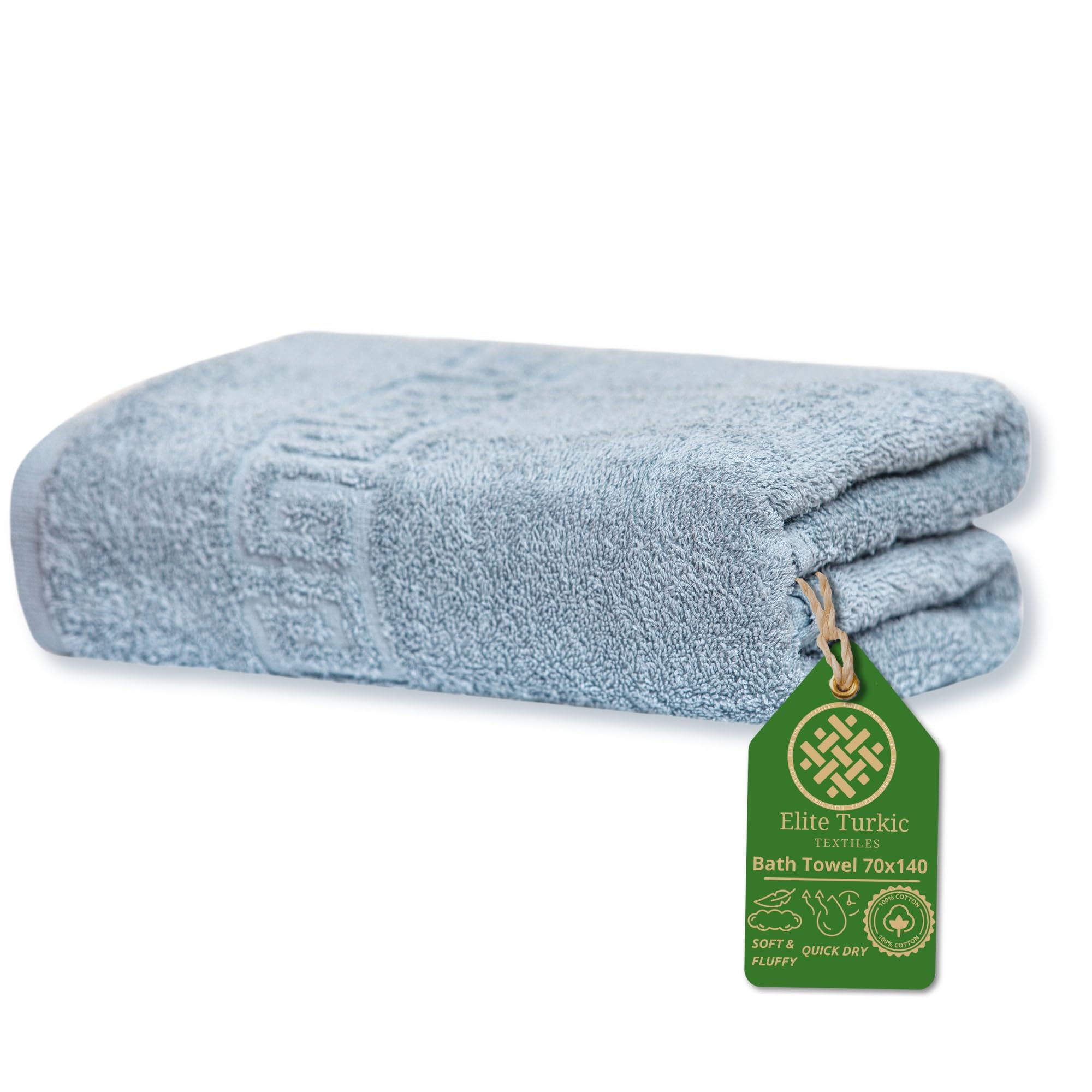 Turkish Cotton Bath Towel - Quick-Dry, Highly Absorbent, Soft & Durable - 430 GSM, set 1pc -70x140 cm- Premium Quality for Home & Spa (Actual Product Matches Photos)(Light Grey, 70 140 cm)