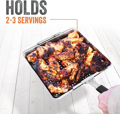 Miniatura 3 de Yukon Glory BBQ 'N SERVE - Cesta ancha para parrilla, incluye un asa de clip, cestas de parrilla perfectas para parrilla al aire libre, verduras o