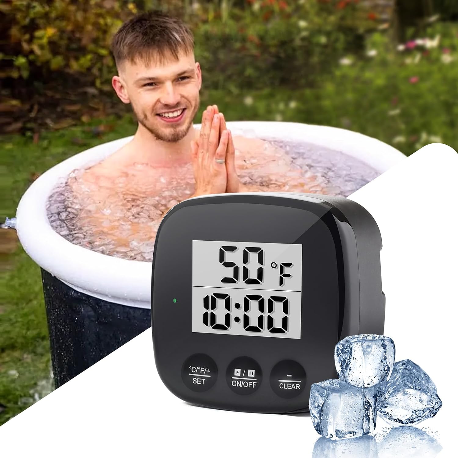 Ice Bath Thermometer - Floating Water Temperature Gauge with Timer