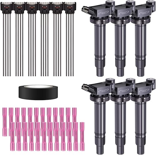 Juego de 6 mazos de cables Toyata y bobinas de encendido compatibles con Camry Avalon Highlander Sienna Lexus ES300 RX300 3.0L V6 repuesto para