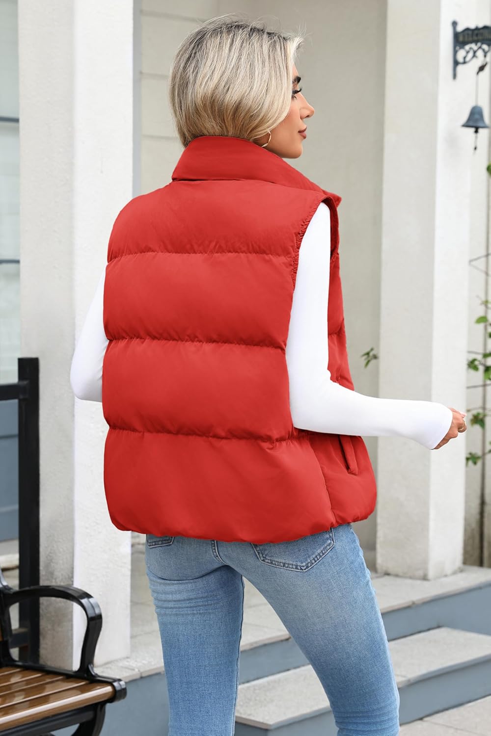 Zeagoo Women Puffer Vest Sleeveless Cropped Outerwear Warm Winter Lightweight Coat Stand Up Collar Down Jackets With Pockets - Image 5