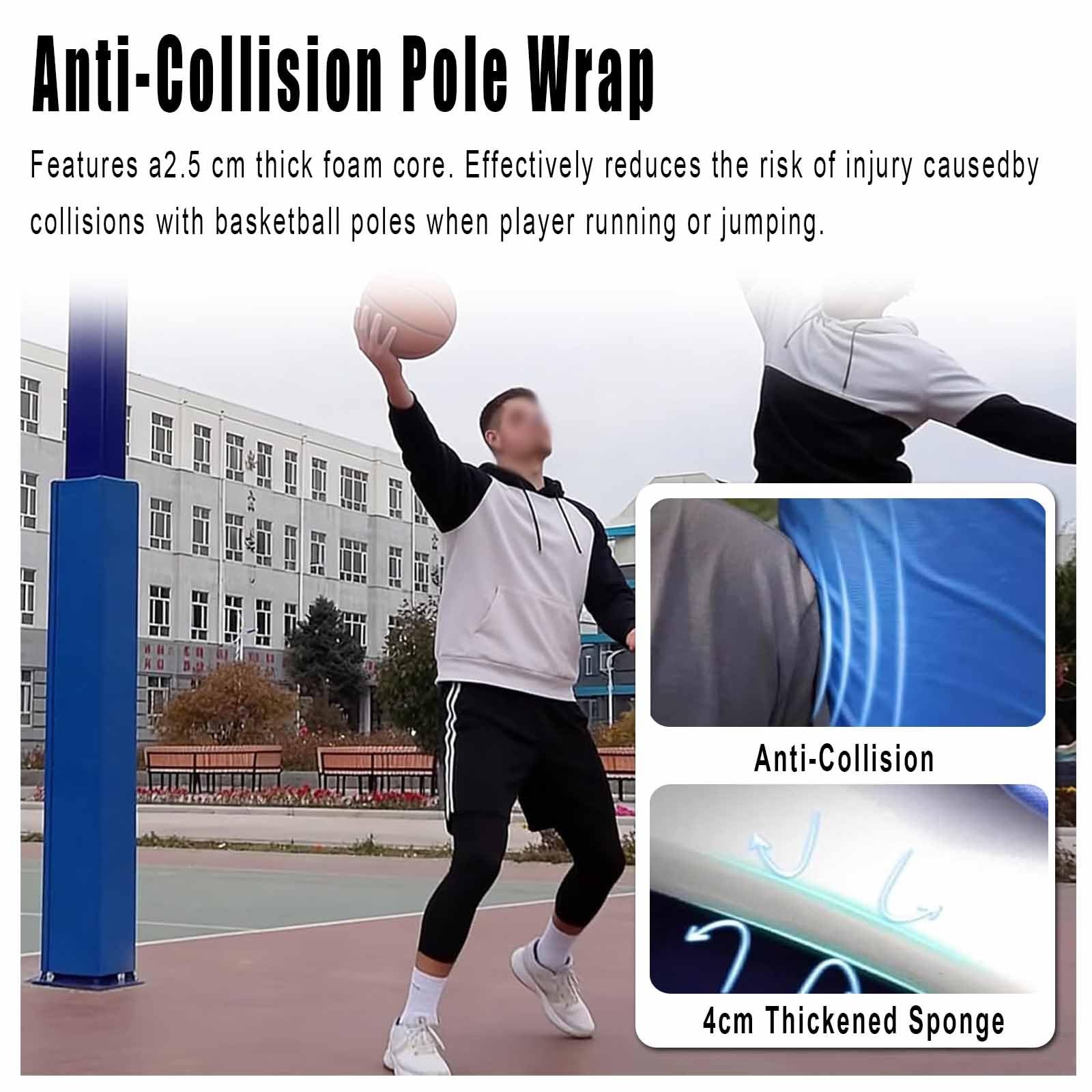 Almohadilla para bastón de baloncesto de 5 pies, almohadilla de seguridad, protector de columna cuadrada para garaje, estacionamiento, poste, pared, puerta