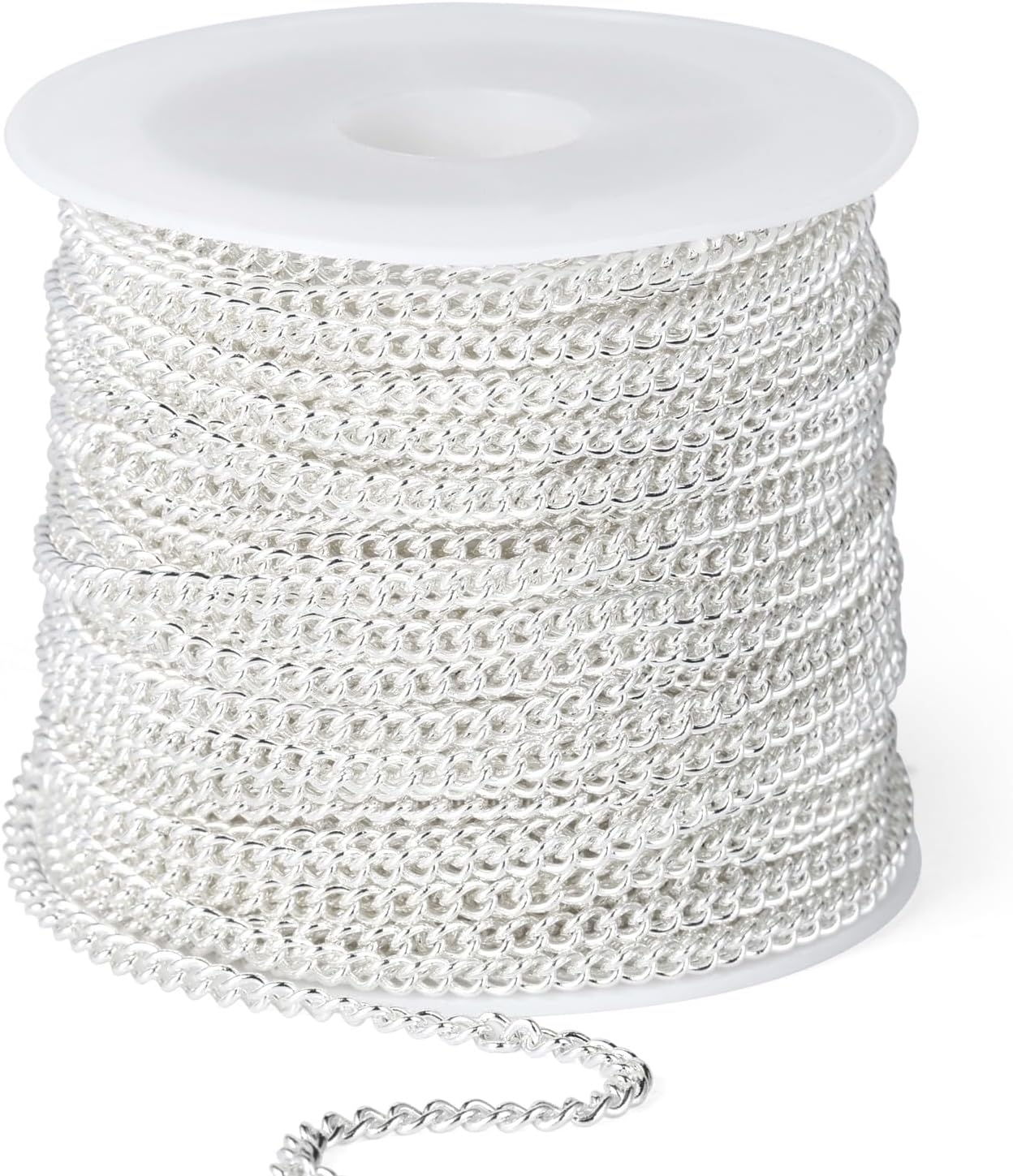 16.5FT Colorful Stainless Steel Curb Chains Roll, 7mm 304 Stainless Steel Multi Color Flat Twisted Links Curb Chains Bulk Spool for Jewelry Making DIY Craft