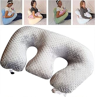 Pregnancy Pillow Twin E Pillow, Breastfeeding Pillow for Pregnant Women, Machine Washable Cotton Fabric Twin Support Pillow,Large & Plump Breastfeeding Pillow & Baby Support Cushion,Grey