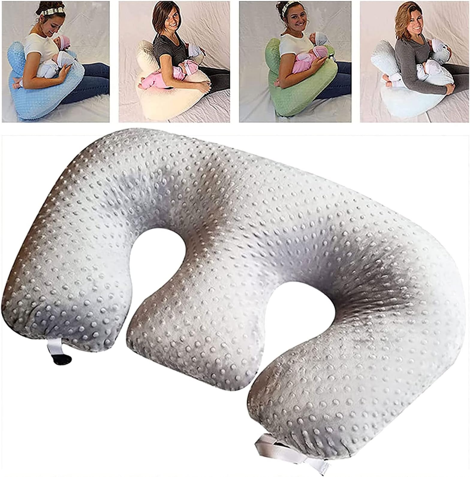 Pregnancy Pillow Twin E Pillow, Breastfeeding Pillow for Pregnant Women, Machine Washable Cotton Fabric Twin Support Pillow,Large & Plump Breastfeeding Pillow & Baby Support Cushion,Grey