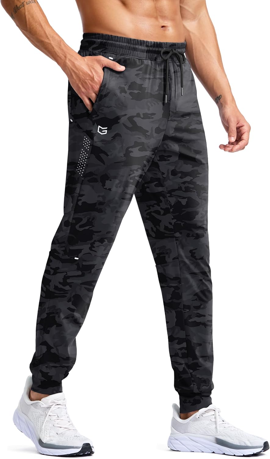 G Gradual Men's Joggers with Zipper Pockets Athletic Workout Gym Pants Stretch Running Track Jogging Sweatpants for Men