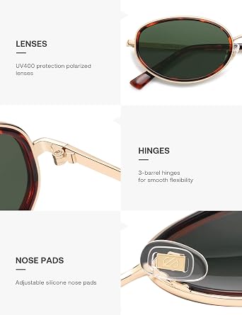 SOJOS Trendy Oval Polarized Sunglasses for Women Men, 80s 90s Chic Retro Vintage Sunnies SJ1248